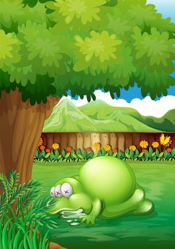 A yard with a sleeping monster vector