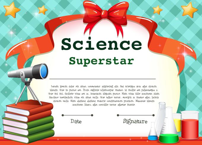 Certificate template for science subject vector