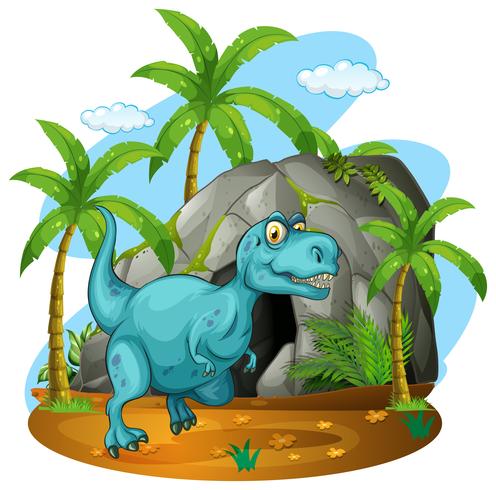 Dinosaur in front of the cave vector