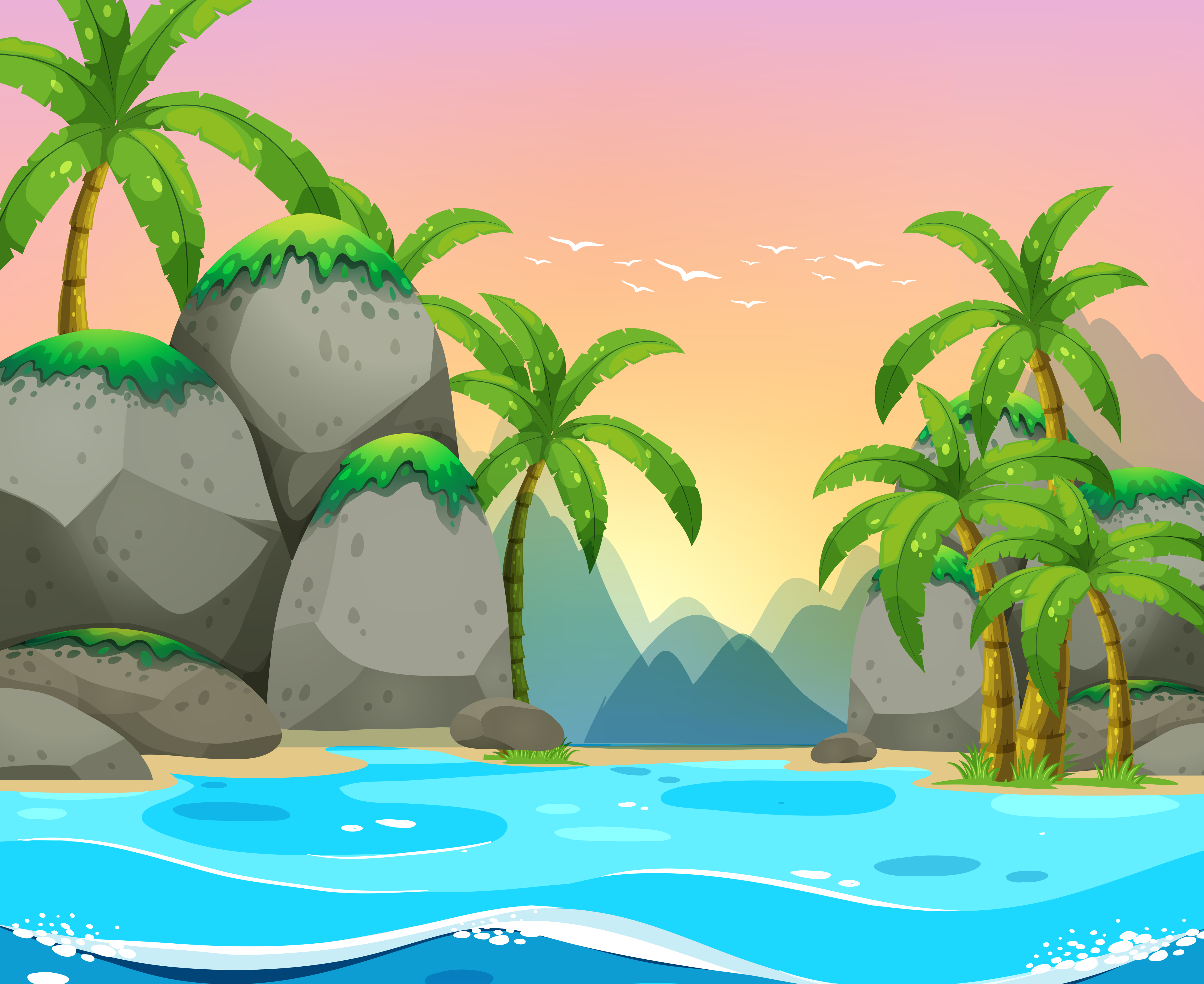 Beach view at sunset - Download Free Vectors, Clipart Graphics & Vector Art