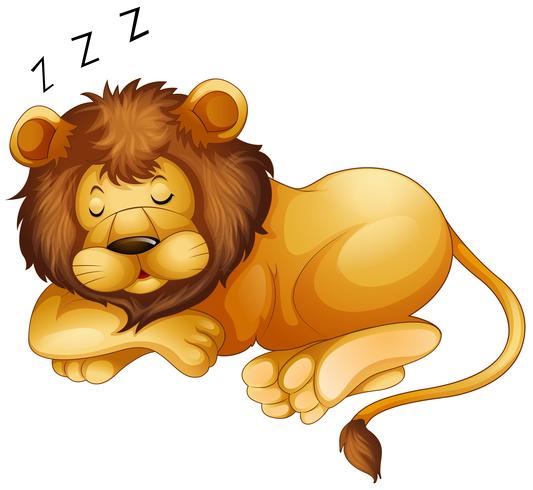 Cute lion sleeping alone vector