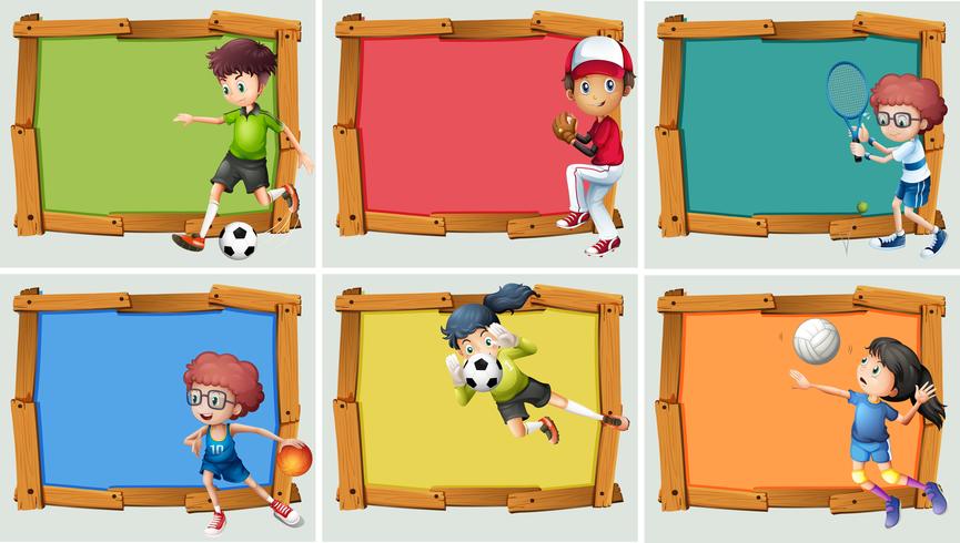 Banner design with athlete for many sports vector