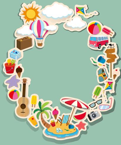 Border design with summer theme vector