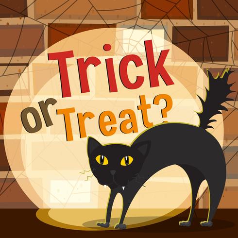 Halloween theme with black cat vector