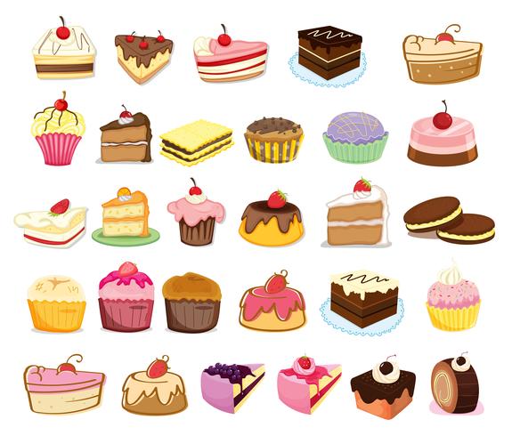 Tartas y postres. vector