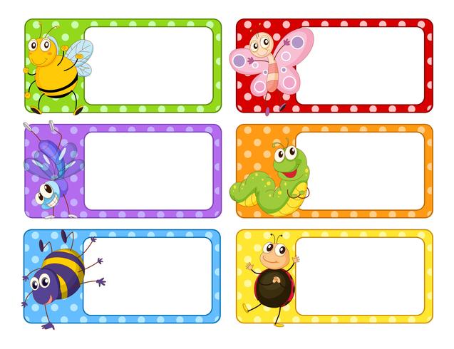Polkadot labels with many insects vector