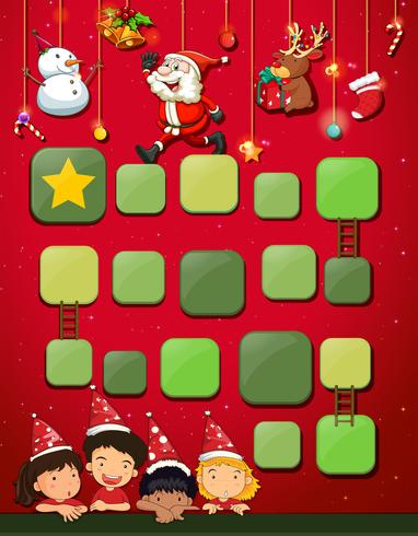 Plantilla de juego con niños y navidad. vector