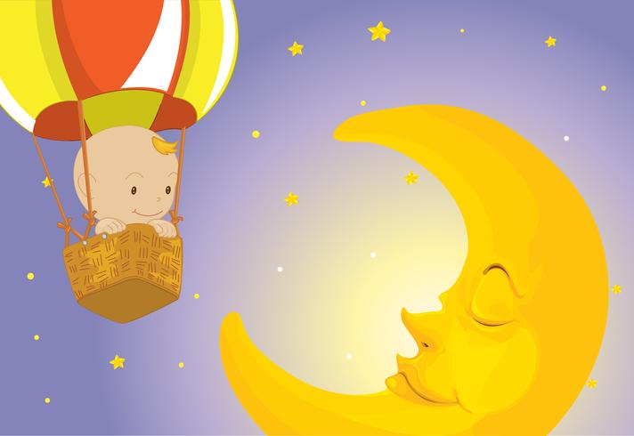 Baby visits moon vector