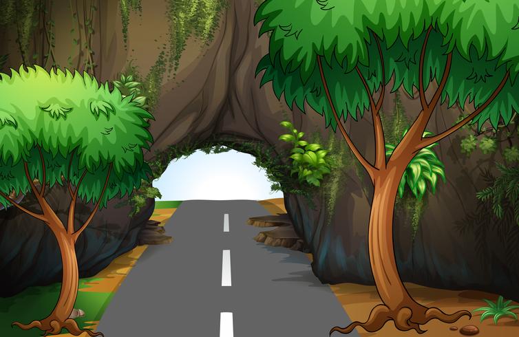 A road under the cave vector