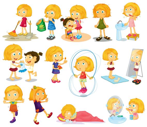 A young blondie's daily activities vector