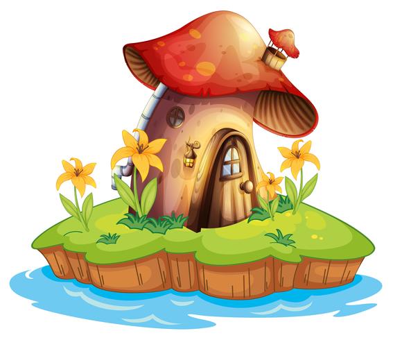 A mushroom house vector