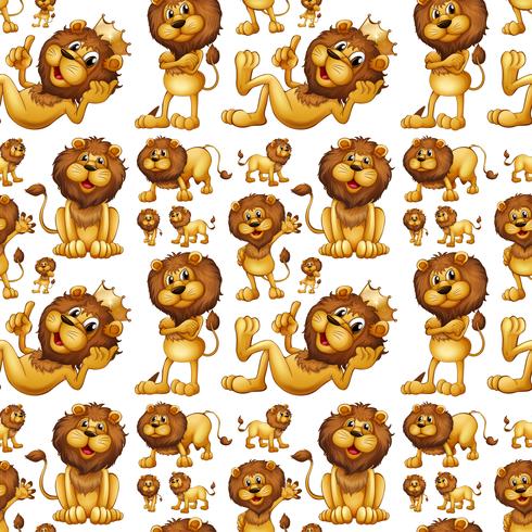 Seamless wild lion with different posts vector