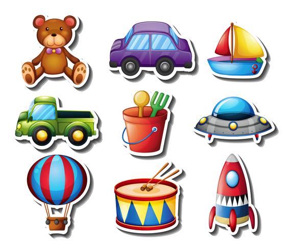 Sticker set of many toys vector