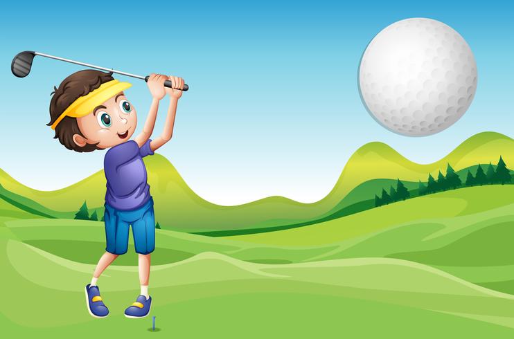 Boy playing golf vector