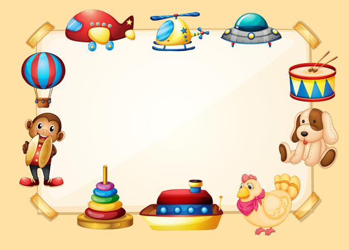 Border template with many toys vector