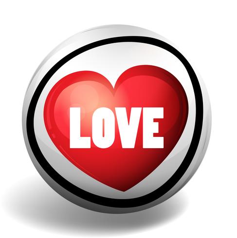 Word love on round badge vector