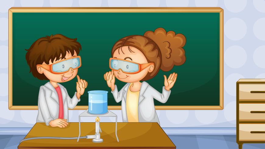 Students in lab vector