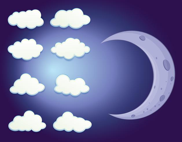 A sky with clouds and a moon vector