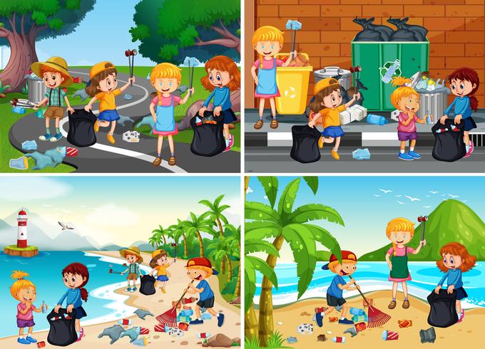 A Set of Responsible Volunteer Kids vector