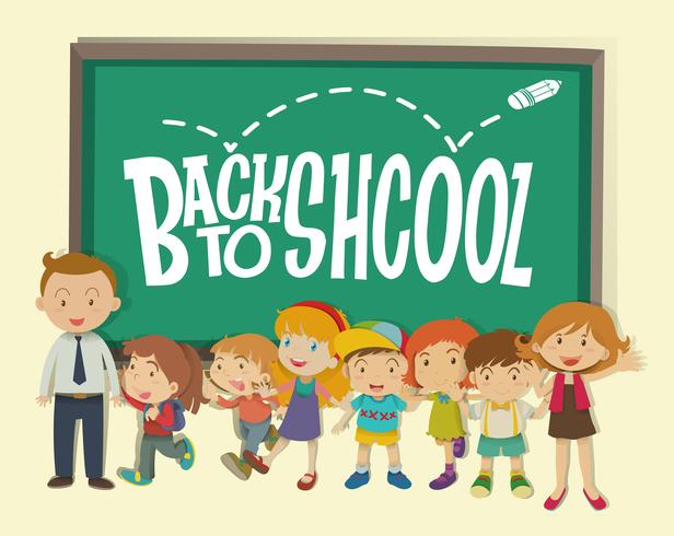 Back to school theme with teacher and students vector