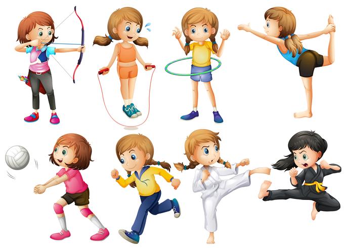 Girls doing different kinds of sport vector