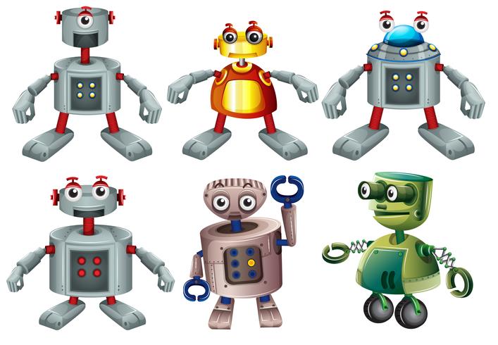 Seis robots vector