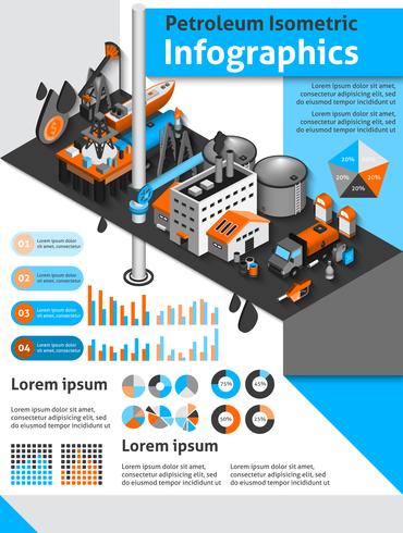 Infografía isométrica del petróleo vector