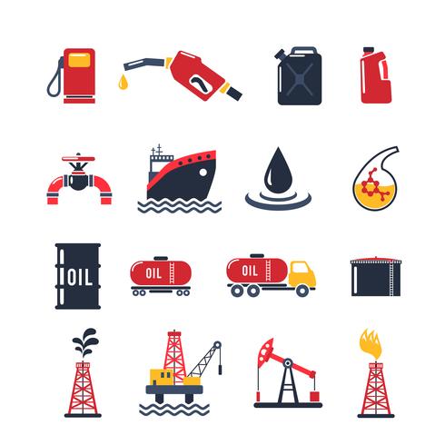 Conjunto de iconos de la industria del petróleo vector