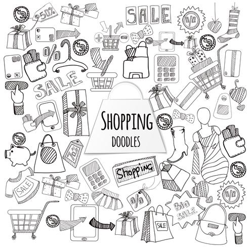 Compras Doodle Set vector