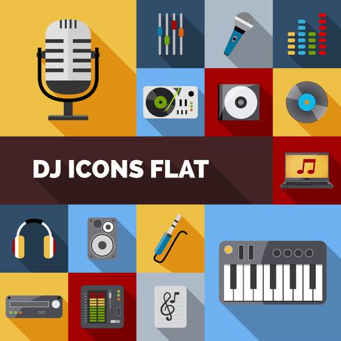 Dj Icons Flat Set vector