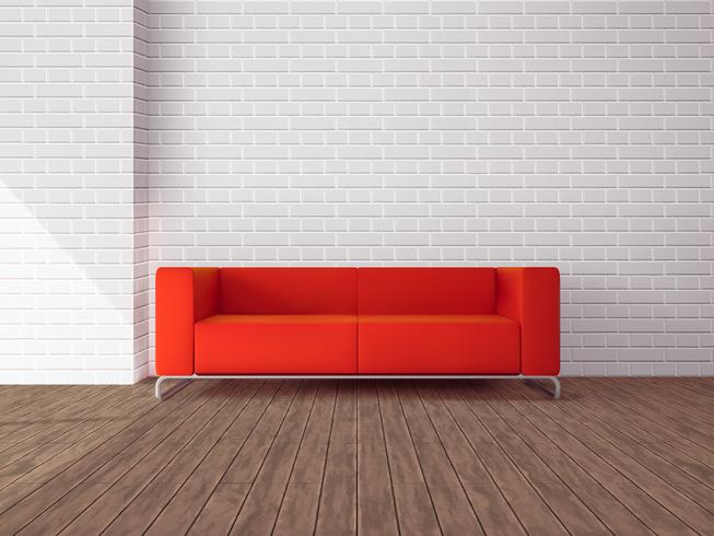 Red sofa in room vector