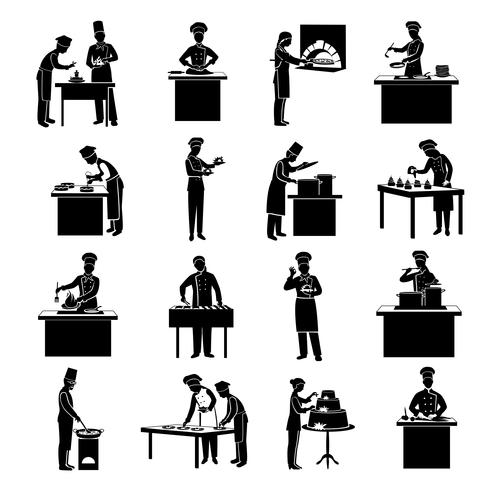 Iconos de cocina negro vector