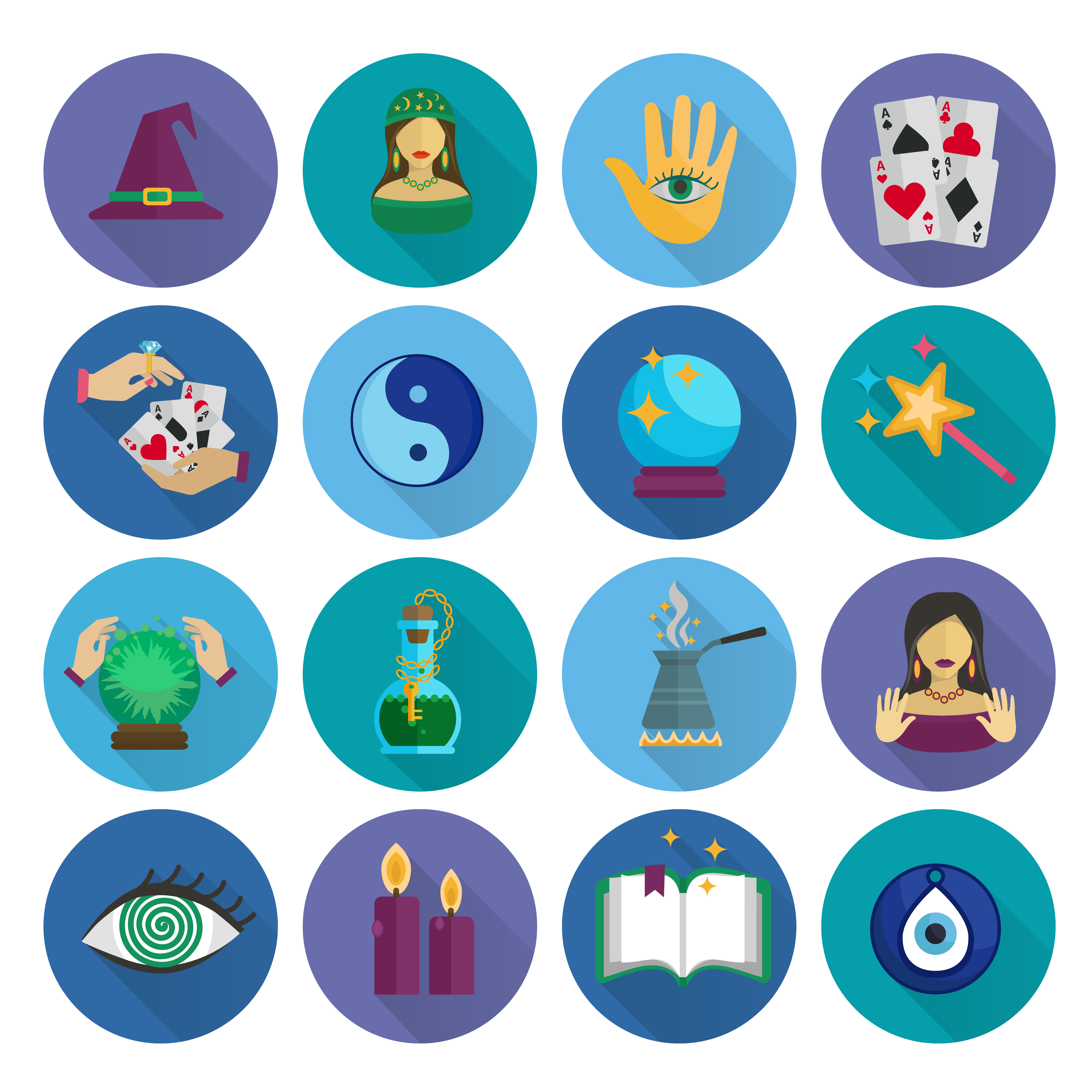 Fortune Teller Icons Flat 434625 Vector Art at Vecteezy