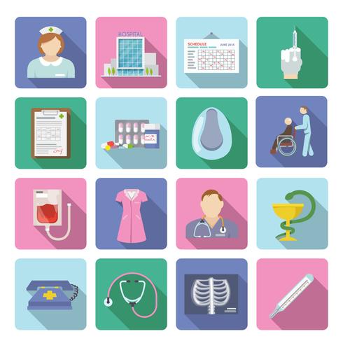 Nurse Icon Flat Set vector