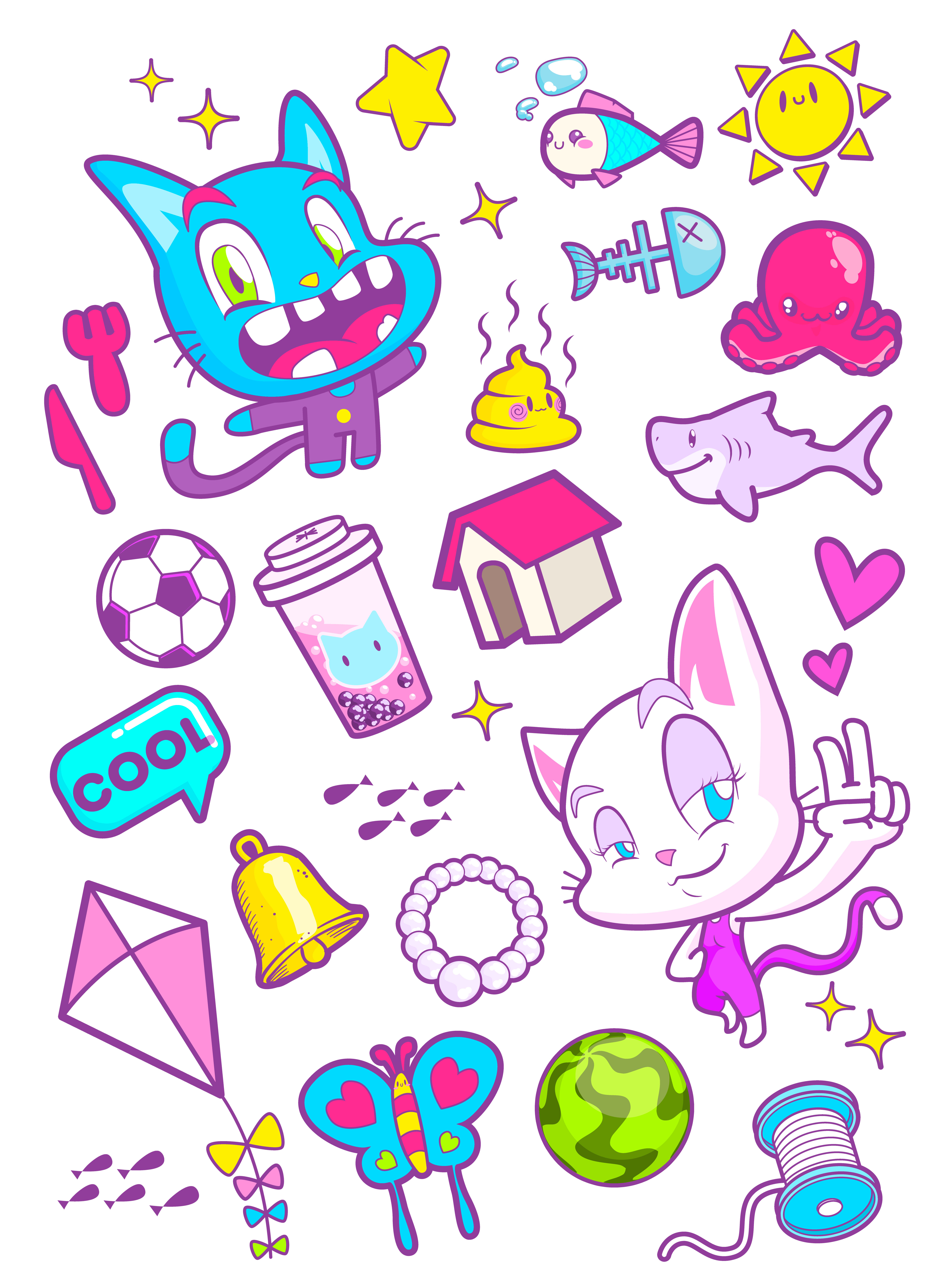 cute cat cartoon  sticker  vector illustration 434651 