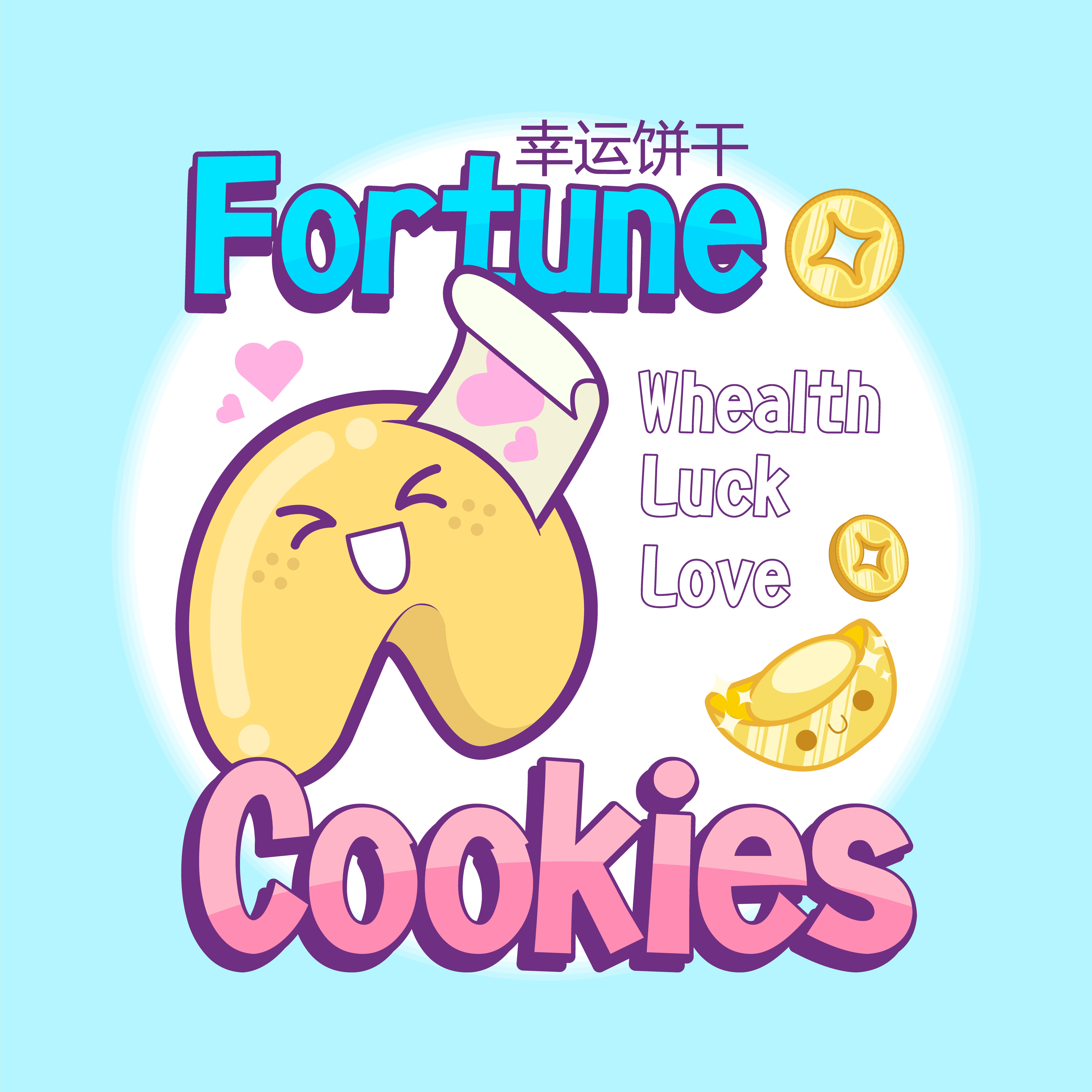 Galletas de la fortuna kawaii con caras graciosas