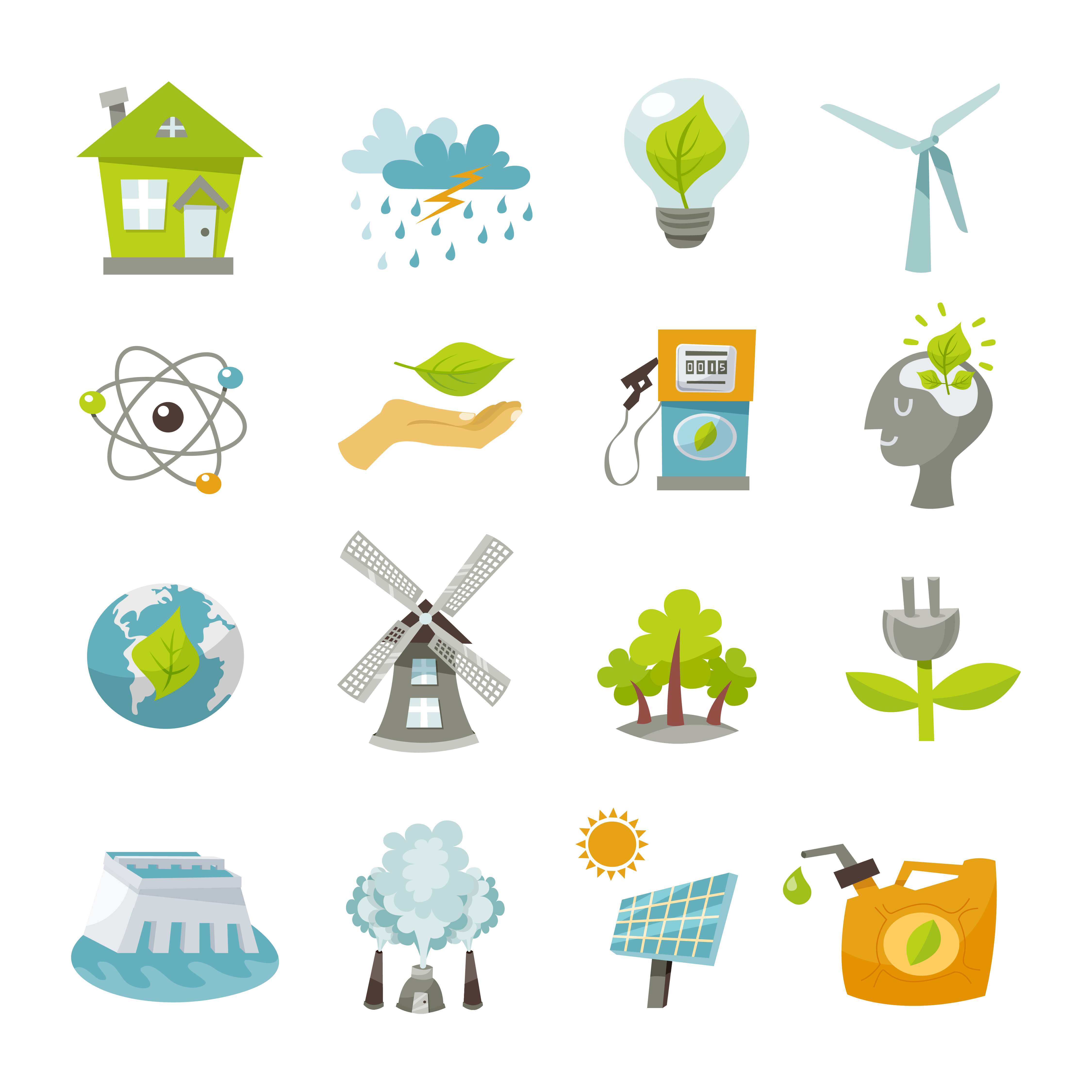 Eco Energy Icons Flat 434673 Vector Art at Vecteezy