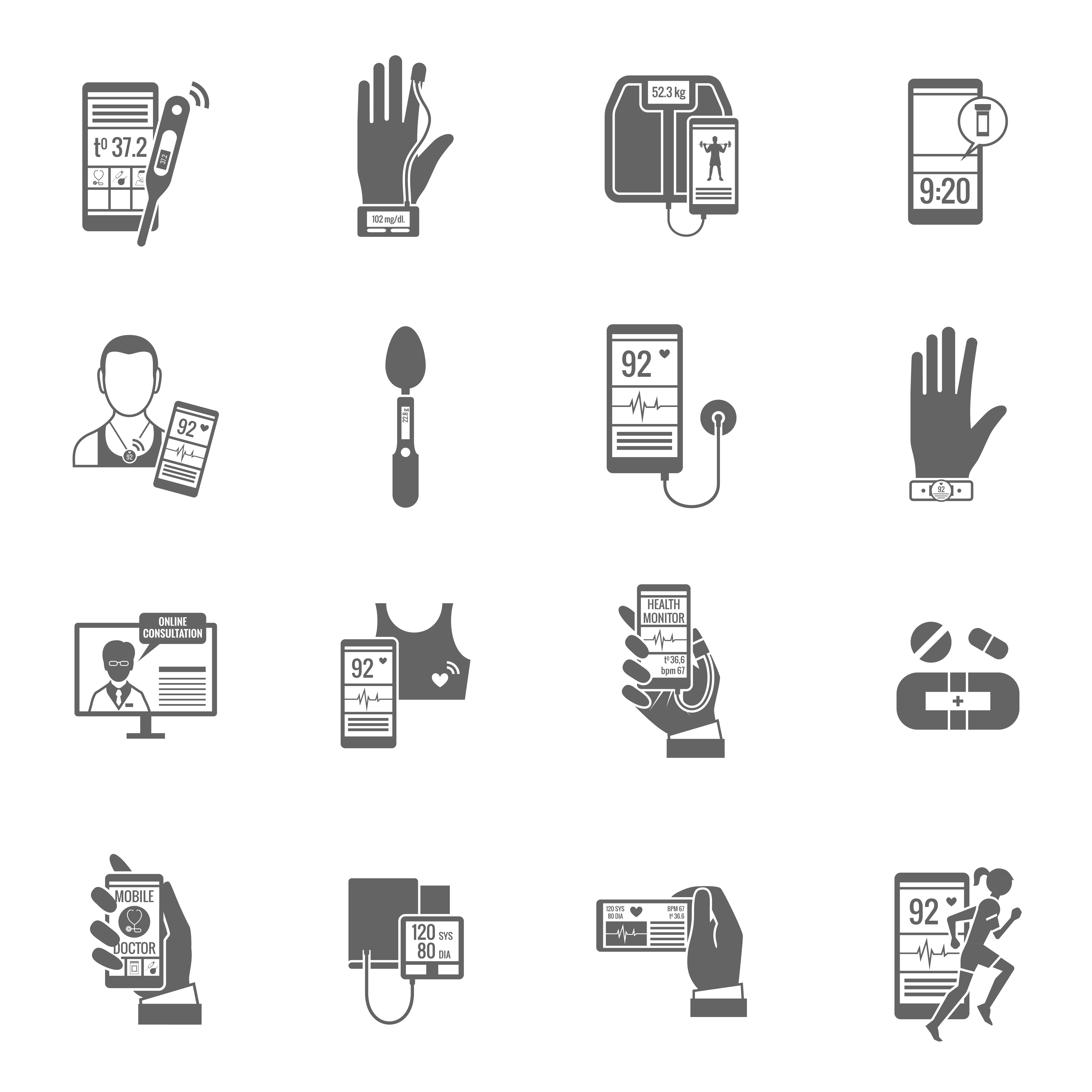 Digital Health Icons Set 434684 Vector Art at Vecteezy