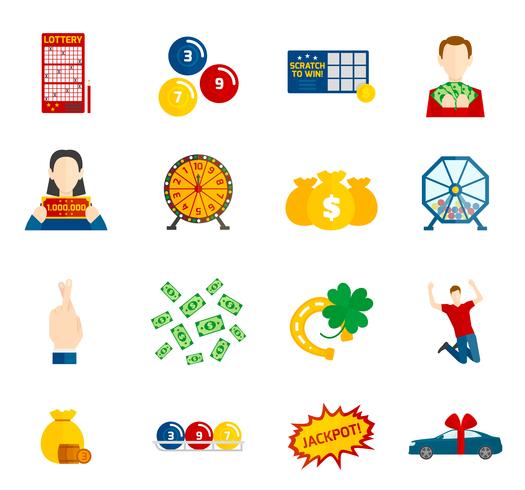 Lottery Icon Flat Set vector