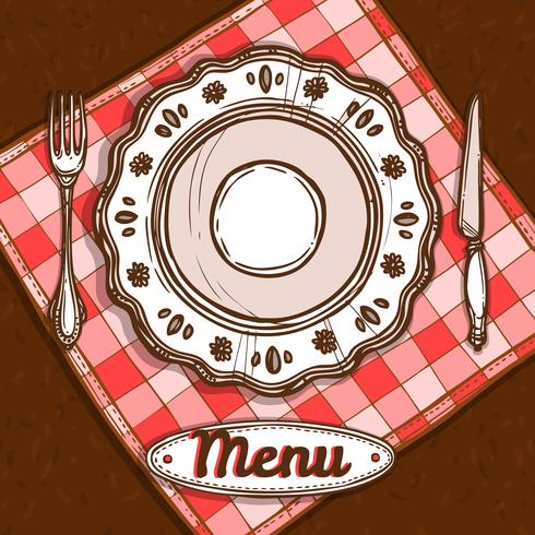 Menu With Porcelain Plate vector