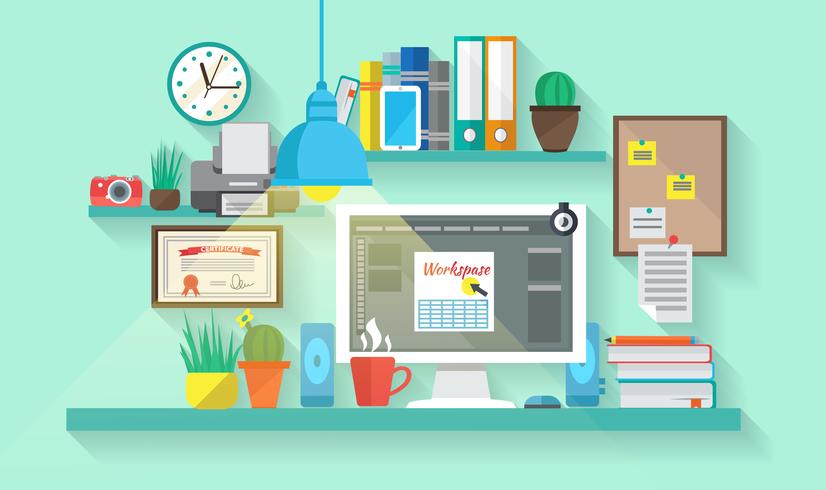Workspace In Room vector