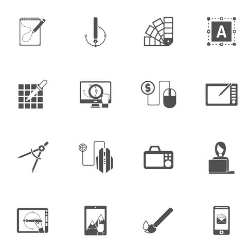 Graphic Design Black Icons vector