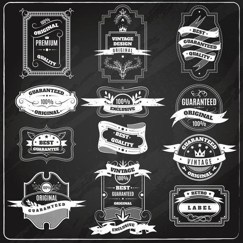 Retro emblems set chalk blackboard vector
