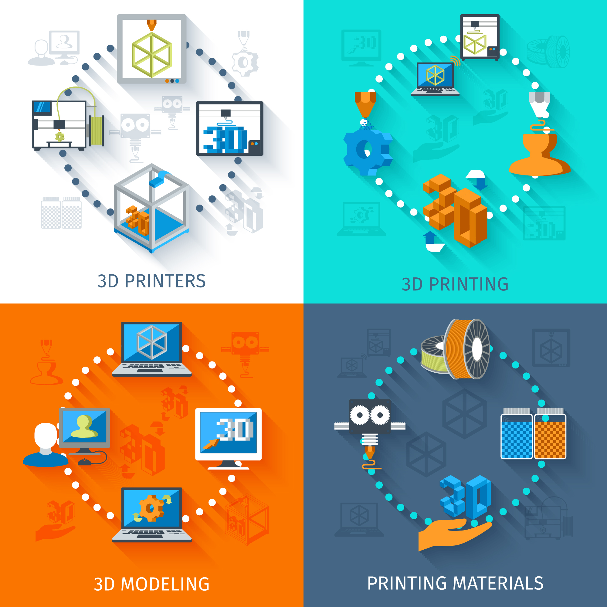 Printer 3d Set 434761 Vector Art at Vecteezy