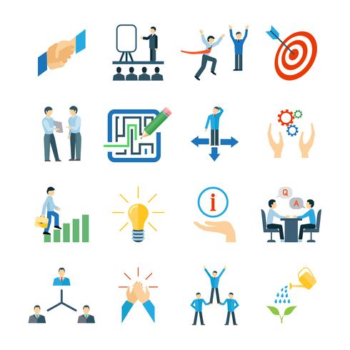 Mentoring Icons Flat Set vector