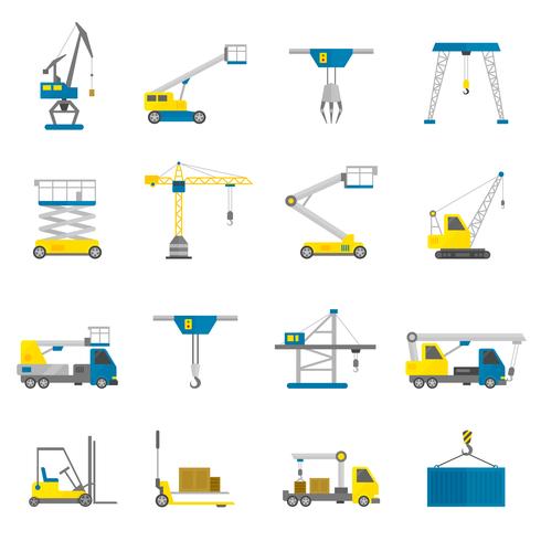 Lifting Equipment Flat Icon Set vector