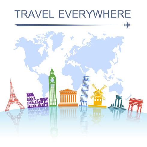 Travel landmark concept poster print  vector