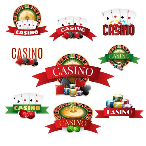 Casino emblems set vector