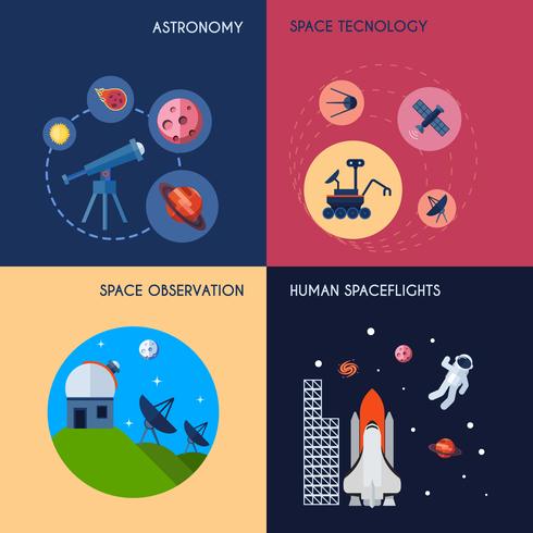 Iconos de espacio plano vector