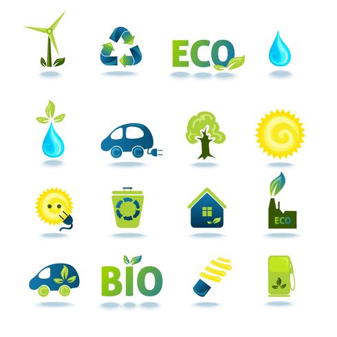 Conjunto de iconos de ecología vector